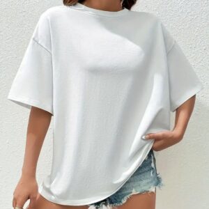Unisex Kadın/Erkek Beyaz Oversize Tshirt-Perfectly Baskılı Bisiklet Yaka Kısa Kollu Tişört T-shirt - Görsel 5