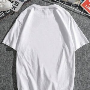 Beyaz Erkek Bisiklet Yaka Beyaz Rich Bear Baskılı Oversize/Geniş Kalıp Örme T-Shirt - Görsel 4