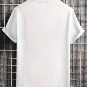 Beyaz Erkek Bisiklet Yaka Göz Baskılı Oversize/Geniş Kalıp Örme T-Shirt - Görsel 5