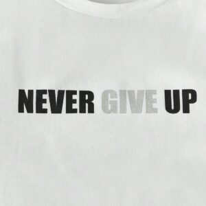 Erkek Beyaz Sax Mavi Oversize Never Give Up Baskılı Bisiklet Yaka Kısa Kollu T-shirt Şort Takımı - Görsel 8